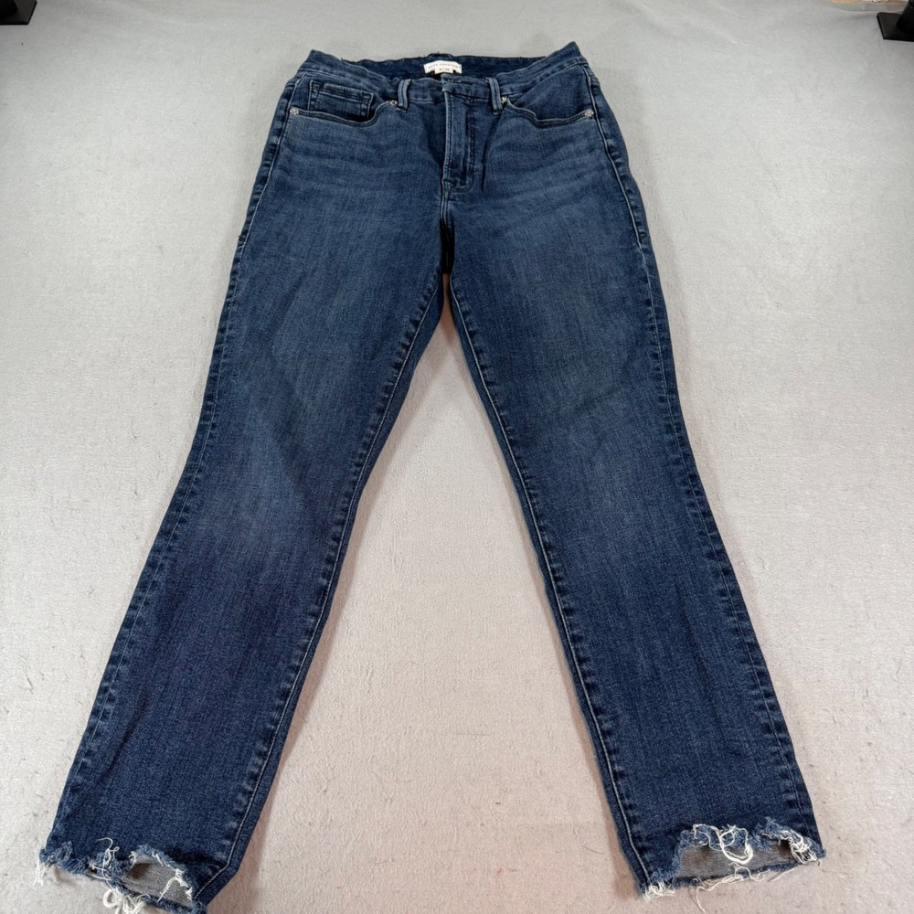 Good‎ American Good Legs Straight Jeans Womens 28 Dark Wash Distressed